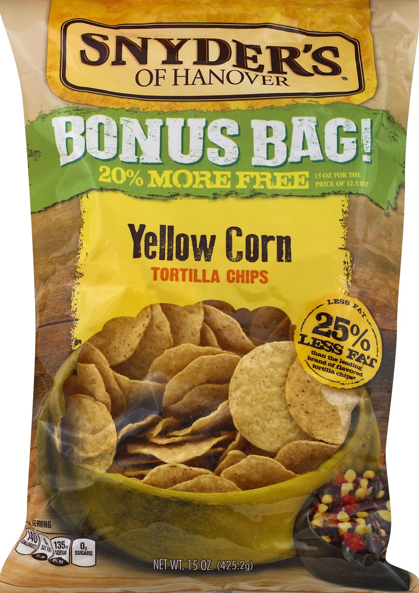 slide 5 of 5, Snyder's of Hanover Yellow Corn Tortilla Chips Bonus Bag, 15 oz