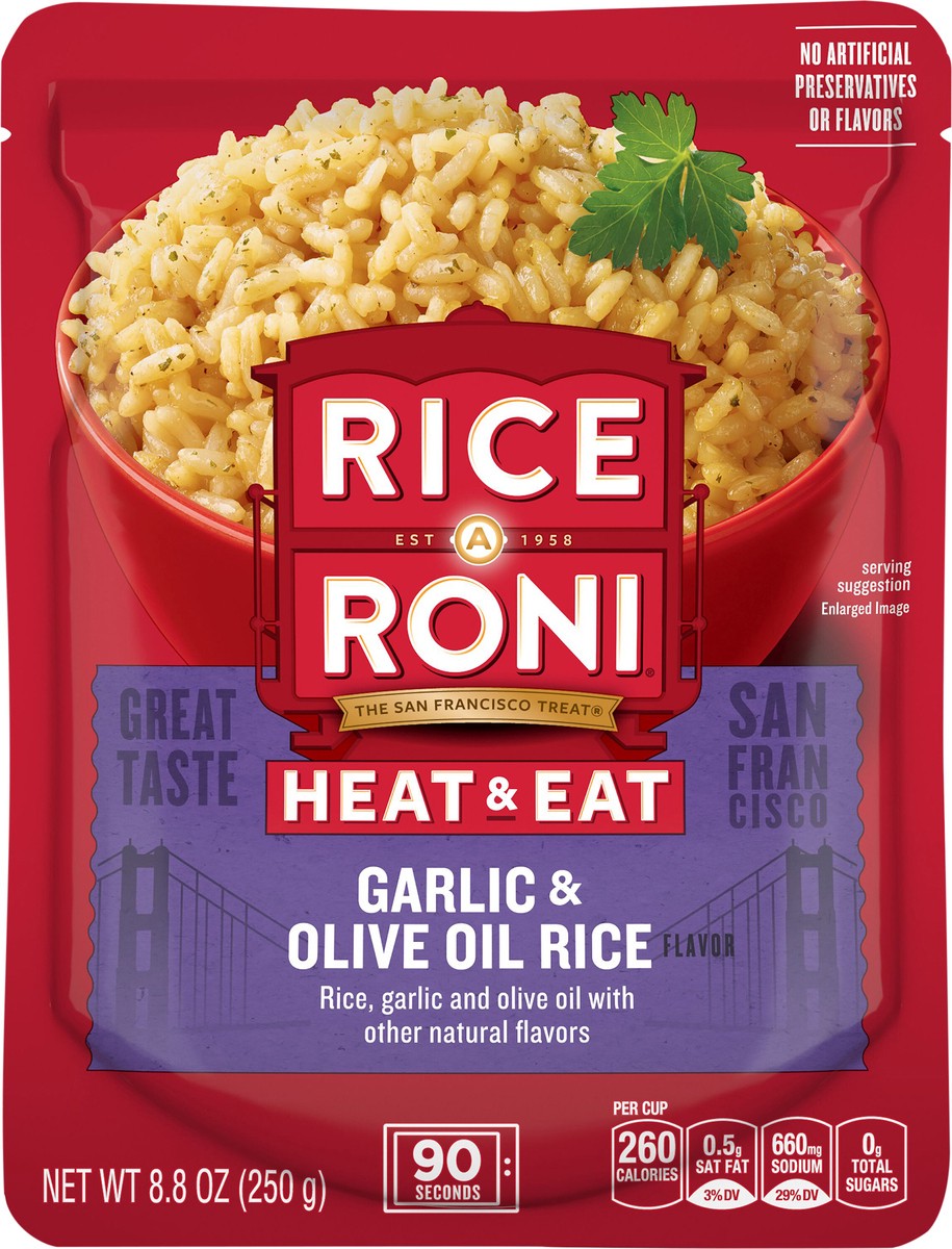 slide 3 of 3, Rice-A-Roni Rice A Roni Heat & Eat Garlic & Olive Oil Rice Flavor 8.8 Oz, 8.8 oz