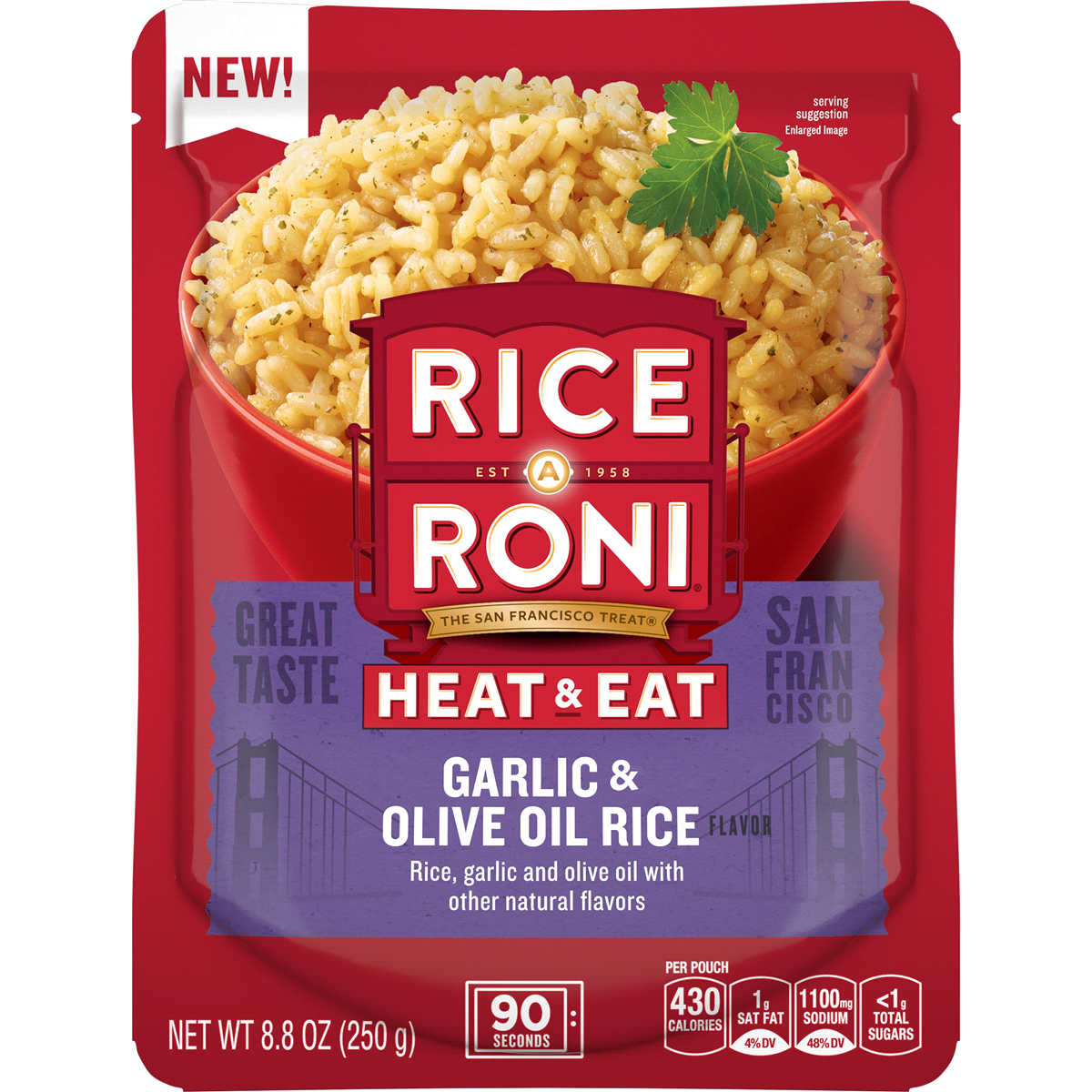 slide 1 of 1, Rice-A-Roni Ricearoni Heat Eat Garlic Olive Oil Rice, 8.8 oz