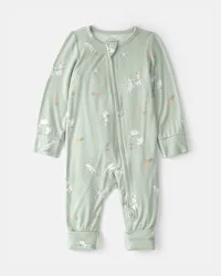 Carter's Baby Easter Bunny 2-Way Zip PurelySoft Sleep & Play Pajama - Green - 9M