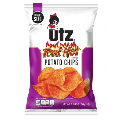 slide 1 of 1, Utz Red Hot Potato Chips, 7.5 oz