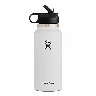 slide 1 of 1, Hydro Flask Wide Mouth Water Bottle With Straw Lid, White, 32 oz