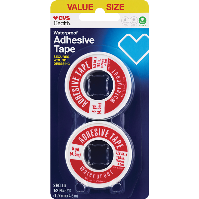 slide 1 of 1, CVS Health Value Pack Waterproof Adhesive Tape 1/2 Inch X 5 Yds 2 Pack, 2 ct