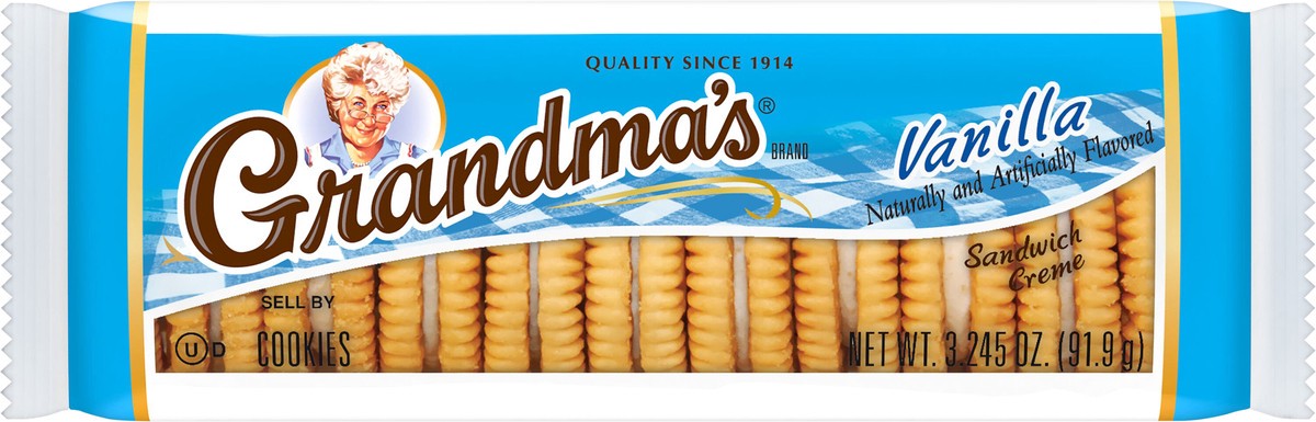 slide 4 of 6, Grandma's Sandwich Crème Cookies Vanilla Naturally And Artificially Flavored 3.245 Oz, 3.24 oz