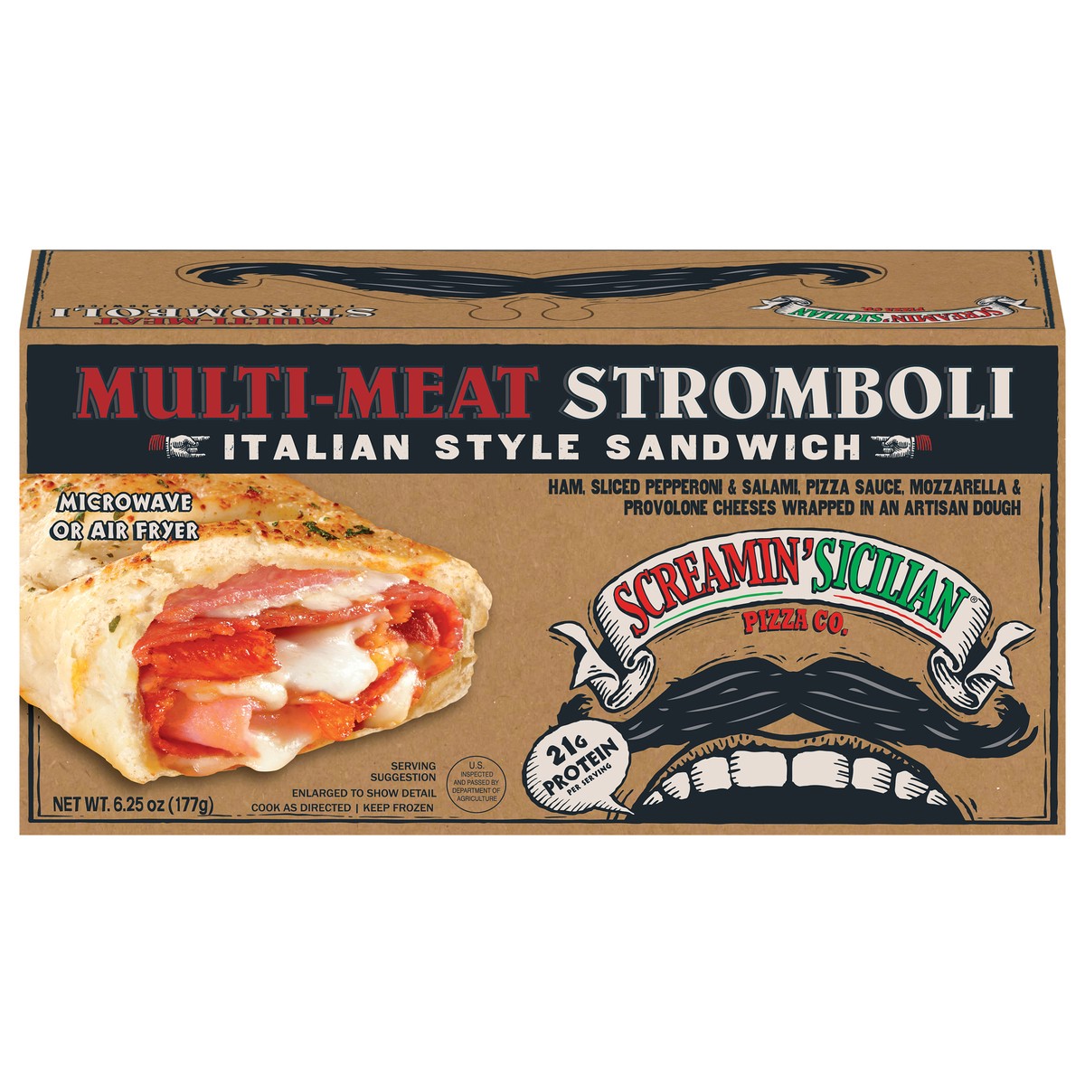 slide 11 of 13, Screamin' Sicilian Screamin Stromboli Mother Of Meat, 6.25 Oz, 9.25 oz
