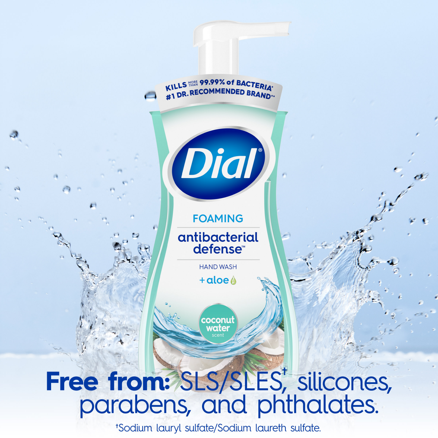 slide 3 of 5, Dial Antibacterial Defense Foaming Coconut Water Scent Hand Wash + Aloe 7.5 fl oz, 7.5 fl oz