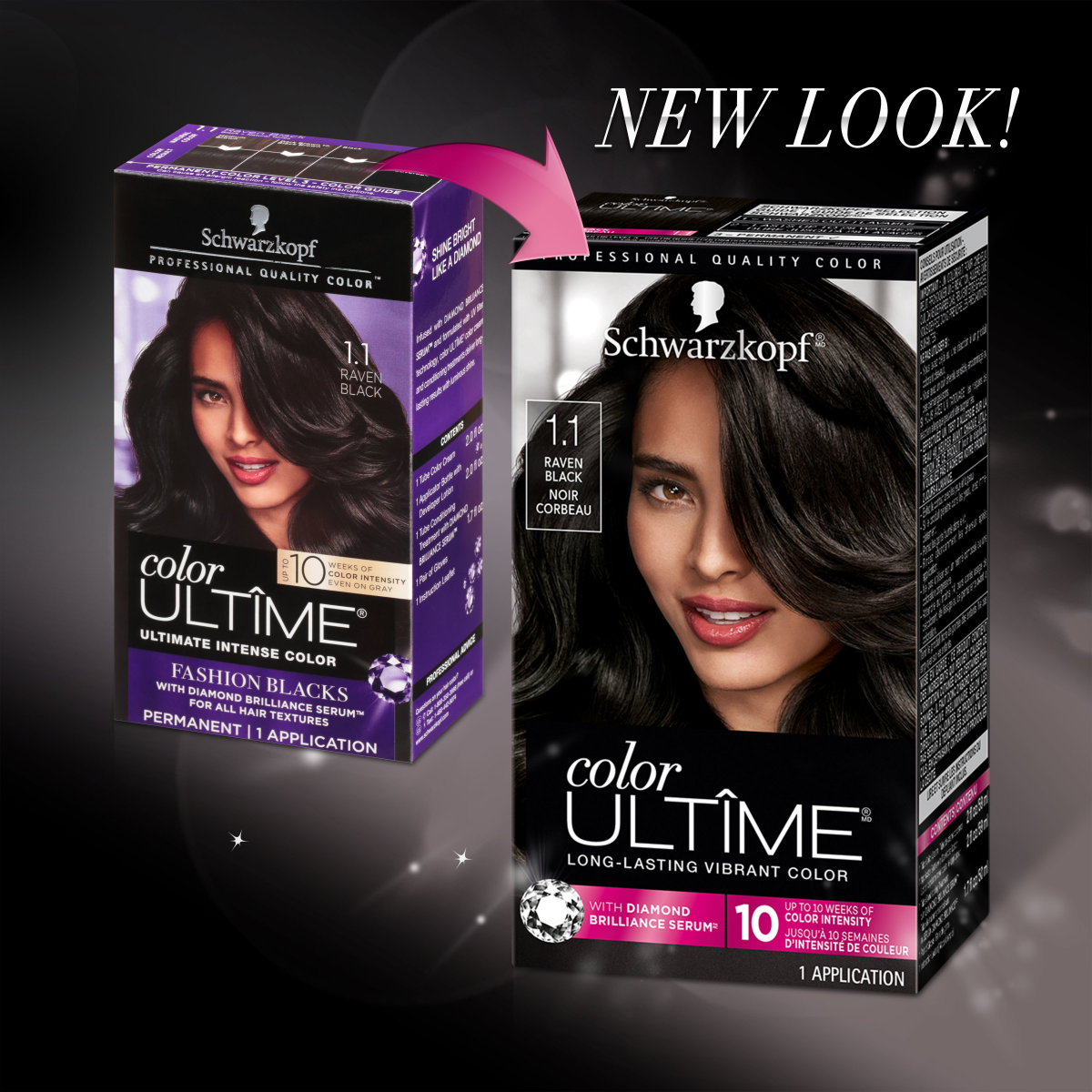 slide 3 of 17, Schwarzkopf Color Ultime Hair Color, 1.1 Raven Black, 1 Application - Permanent Black Hair Dye for Vivid Color Intensity and Fade-Resistant Shine up to 10 Weeks, 5.70 fl oz