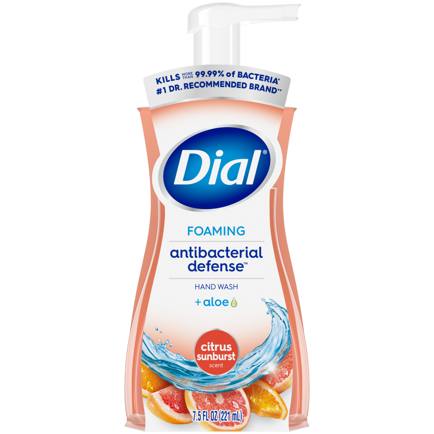slide 1 of 6, Dial Antibacterial Defense Foaming Citrus Sunburst Scent Hand Wash + Aloe 7.5 fl oz, 7.5 fl oz