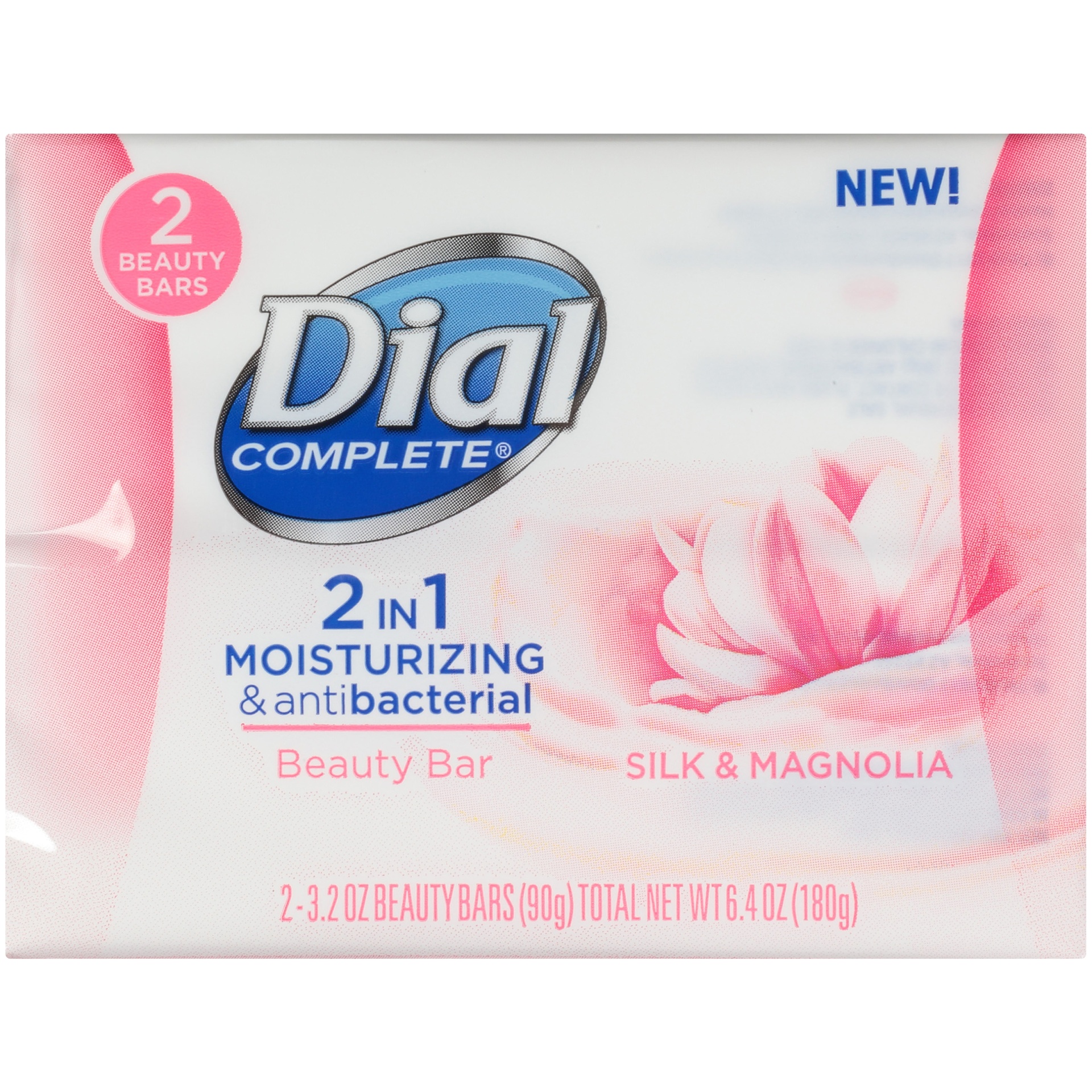 slide 5 of 6, Dial Complete 2 in 1 Moisturizing & Antibacterial Beauty Bar, Silk & Magnolia, 2 Bars, 3.2 oz