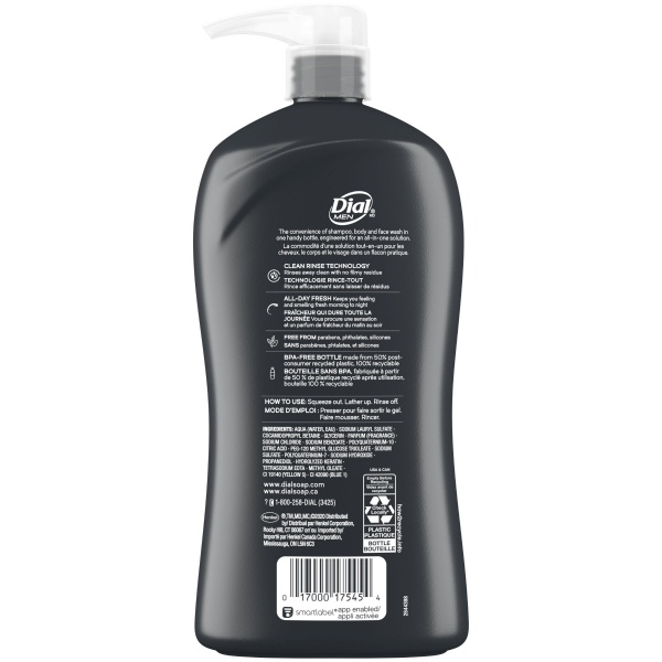 slide 3 of 5, Dial Men 3in1 Body, Hair and Face Wash, Recharge, 32 fl oz, 32 fl oz