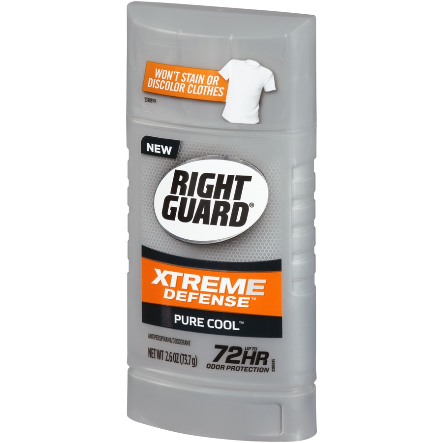 slide 3 of 6, Right Guard Xtreme Defense Pure Cool Solid Stick, 2.5999999 oz