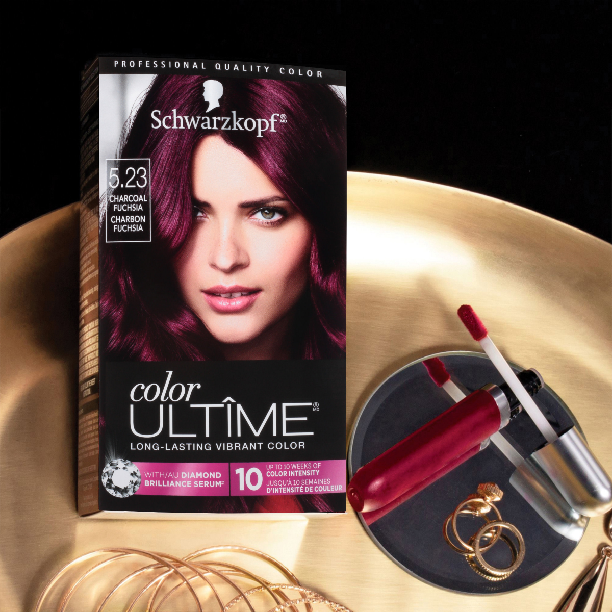 slide 11 of 17, Schwarzkopf Color Ultime Hair Color, 5.23 Charcoal Fuchsia, 1 Application - Permanent Hair Dye for Vivid Color Intensity and Fade-Resistant Shine up to 10 Weeks, 5.70 fl oz
