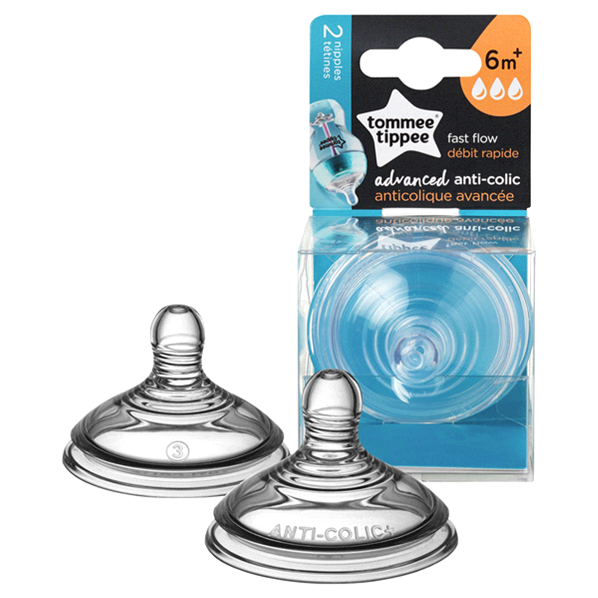 slide 2 of 5, Tommee Tippee Advanced Anti-Colic Fast Flow Nipples, 2 ct