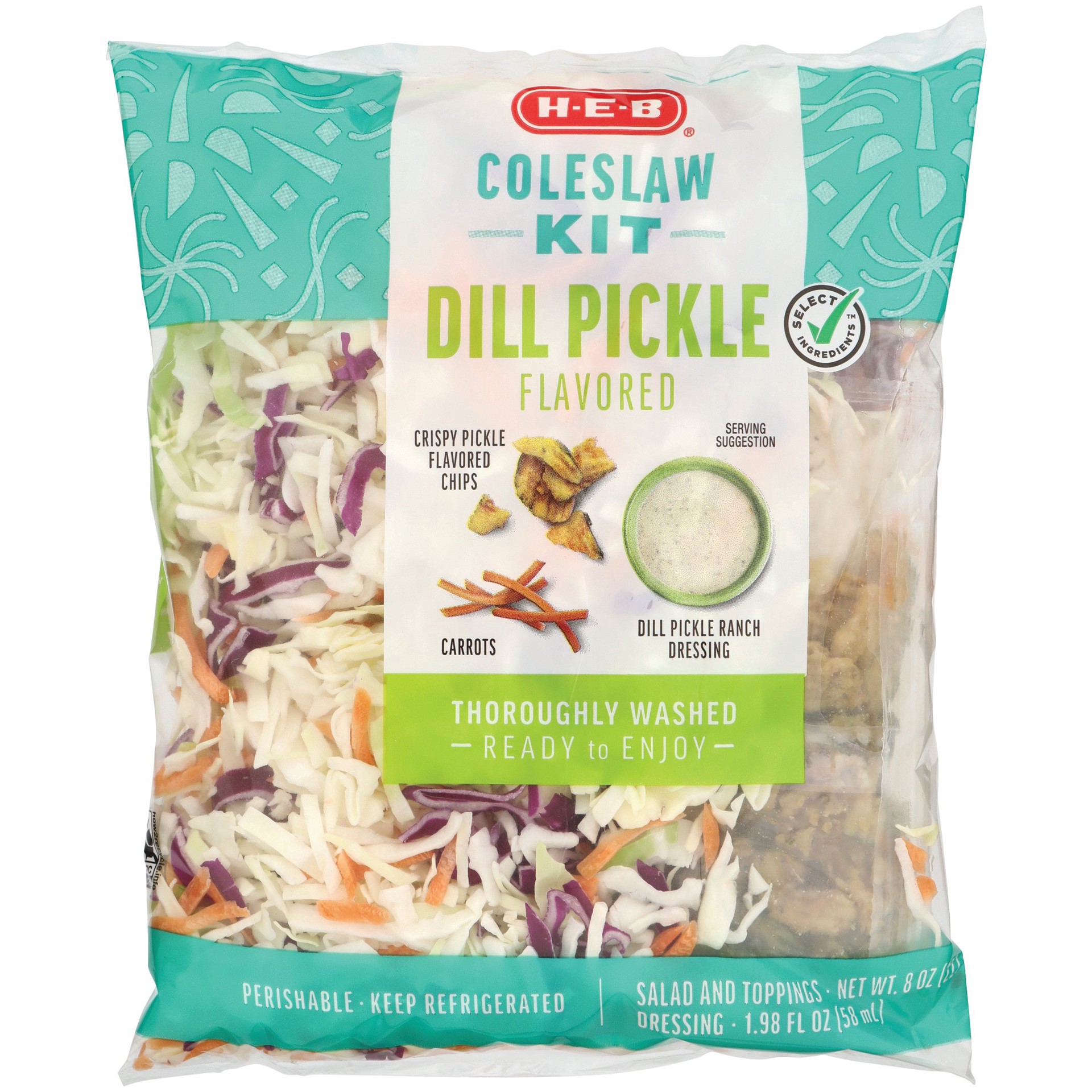 slide 1 of 1, H-E-B Coleslaw Salad Kit - Dill Pickle, 1 ct