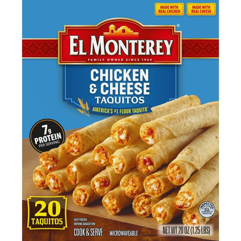 slide 2 of 5, El Monterey Frozen Chicken and Cheese Taquitos - 20oz/20ct, 20 ct; 20 oz