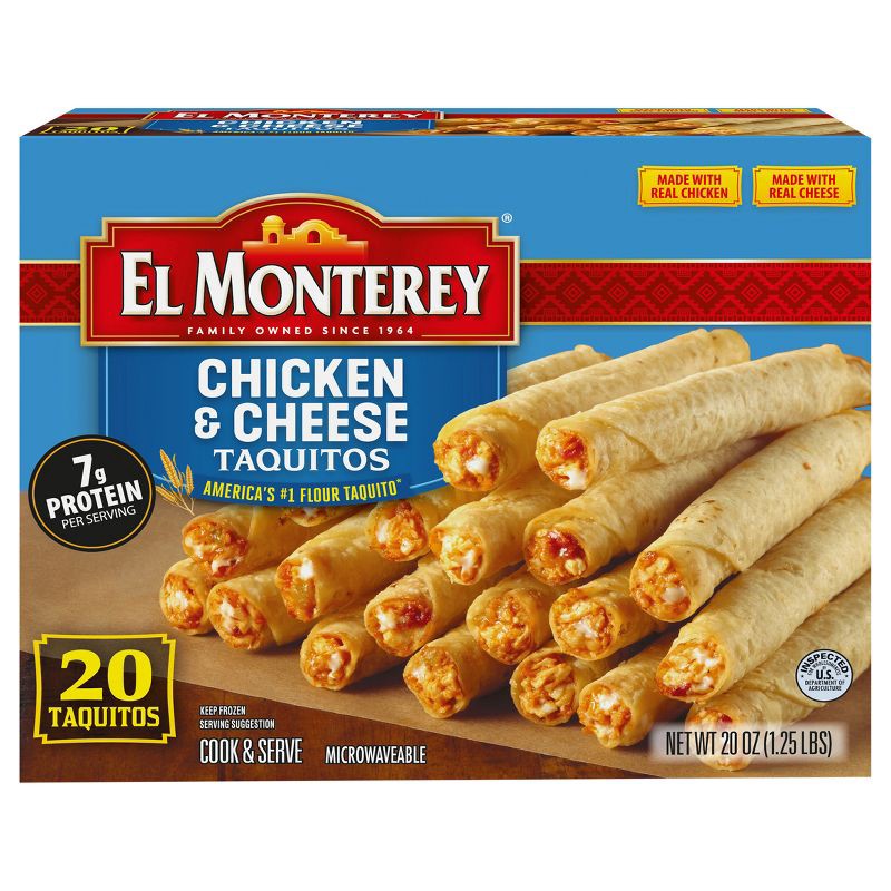 slide 4 of 7, El Monterey Frozen Chicken and Cheese Taquitos - 20oz/20ct, 20 ct; 20 oz