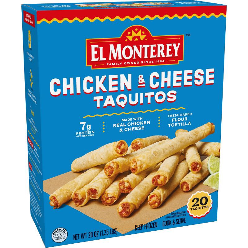 slide 10 of 11, El Monterey Frozen Chicken and Cheese Taquitos - 20oz/20ct, 20 ct; 20 oz