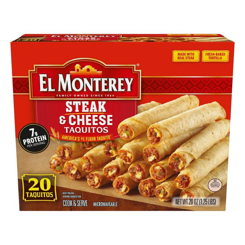 slide 2 of 13, El Monterey Frozen Steak and Cheese Taquitos - 20oz/20ct, 20 ct; 20 oz