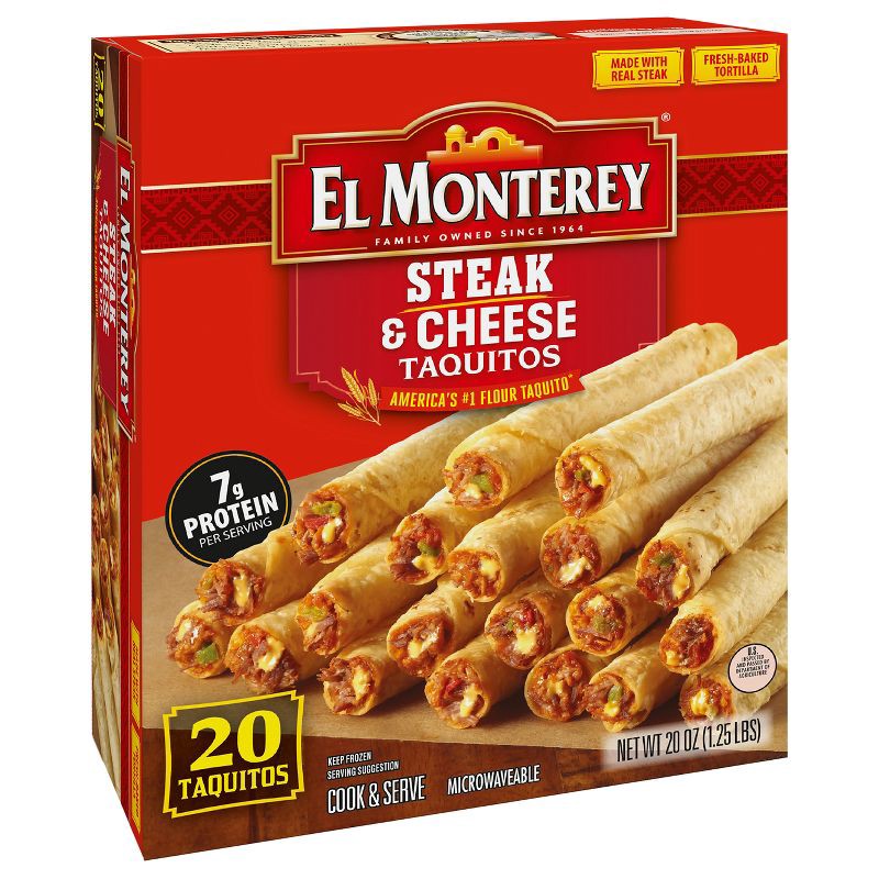 slide 5 of 13, El Monterey Frozen Steak and Cheese Taquitos - 20oz/20ct, 20 ct; 20 oz