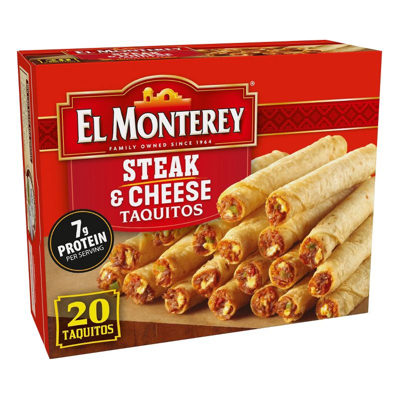 slide 8 of 13, El Monterey Frozen Steak and Cheese Taquitos - 20oz/20ct, 20 ct; 20 oz