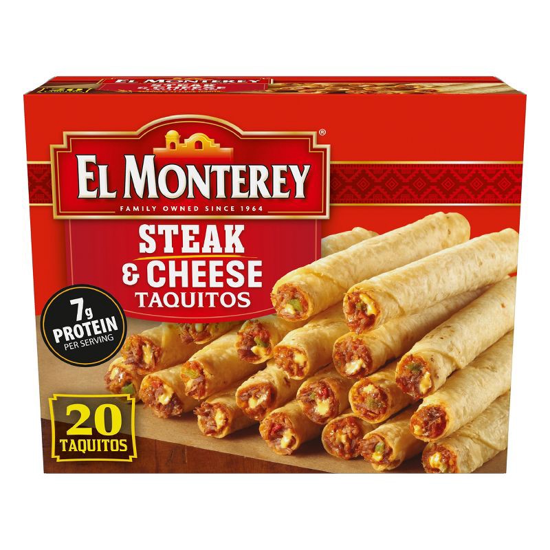 slide 9 of 13, El Monterey Frozen Steak and Cheese Taquitos - 20oz/20ct, 20 ct; 20 oz