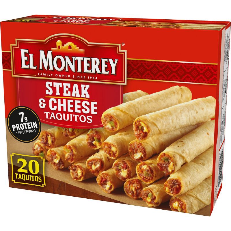 slide 10 of 13, El Monterey Frozen Steak and Cheese Taquitos - 20oz/20ct, 20 ct; 20 oz