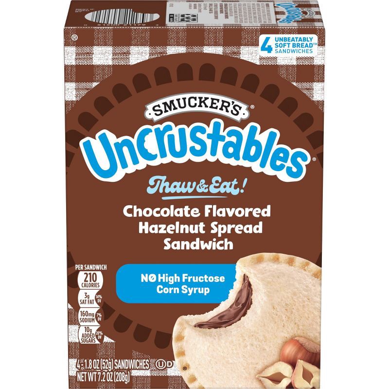 slide 7 of 10, Smucker's Uncrustables Chocolate Flavored Hazelnut Spread Frozen Sandwich - 7.2oz/4ct, 4 ct; 7.2 oz