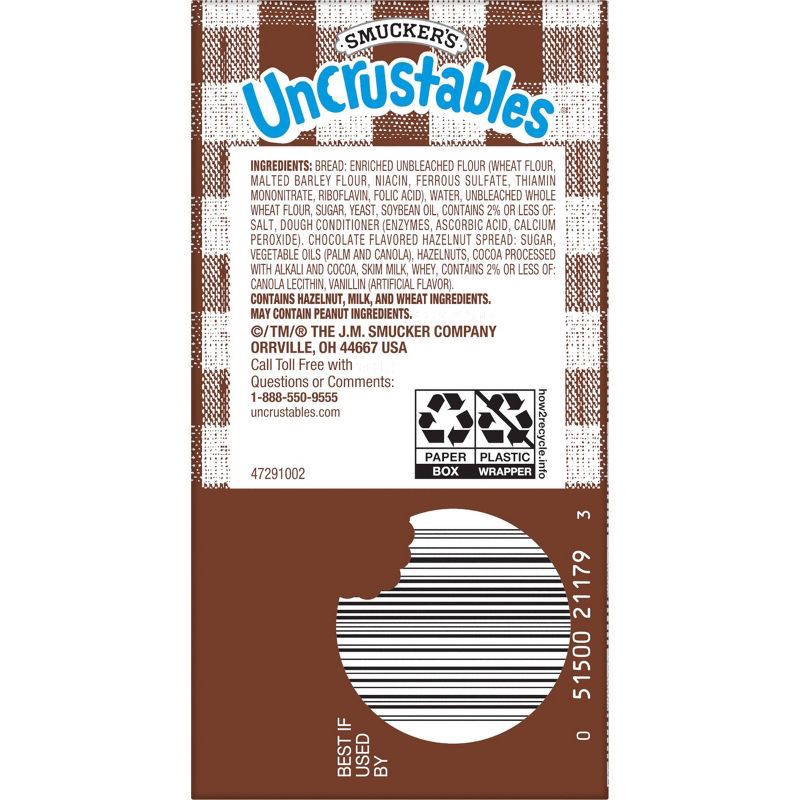 slide 7 of 10, Smucker's Uncrustables Chocolate Flavored Hazelnut Spread Frozen Sandwich - 7.2oz/4ct, 4 ct; 7.2 oz