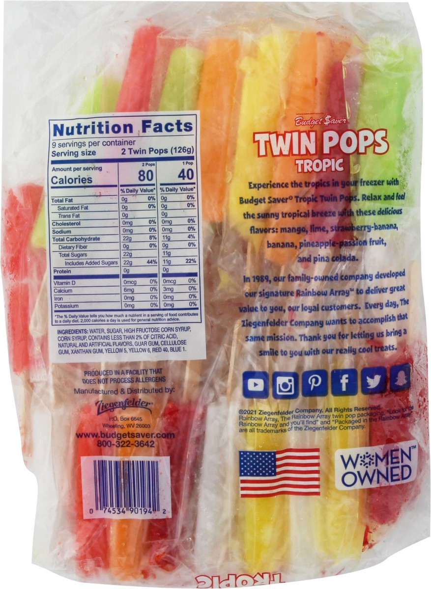 slide 6 of 13, Budget Saver Tropic Twin Pops 18 Twin Pops 2.35 fl oz Packed, Unspecified 18 ea, 18 ct