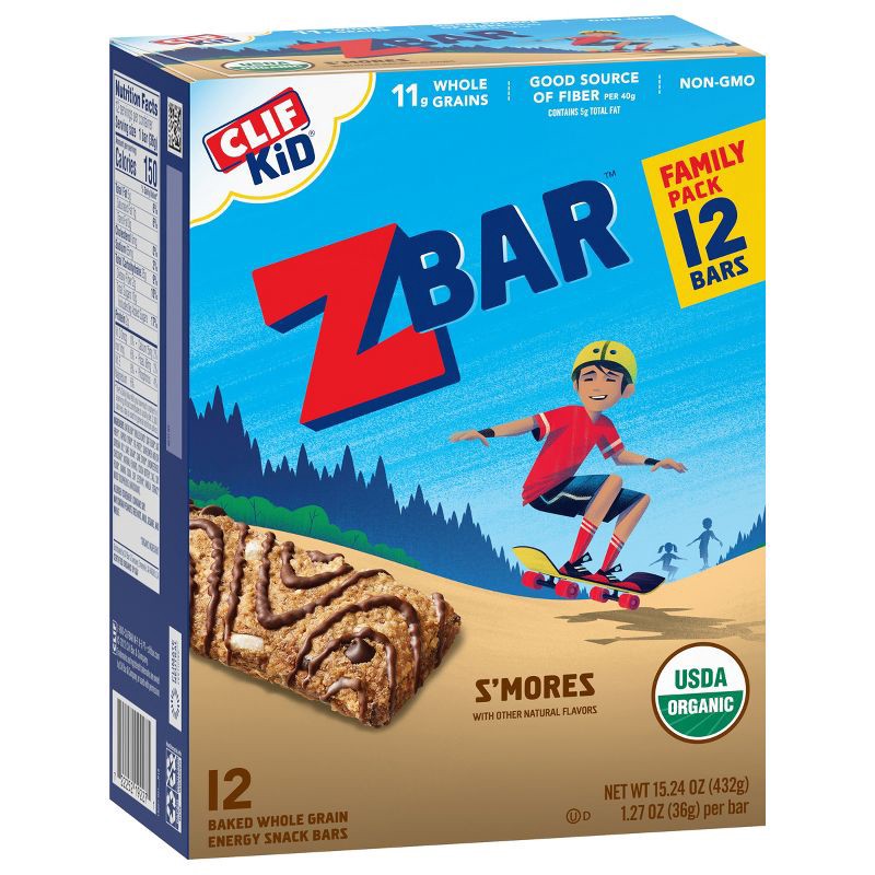 slide 5 of 12, CLIF Kid ZBAR Organic S'Mores Snack Bars - 15.24oz/12ct, 15.24 oz, 12 ct