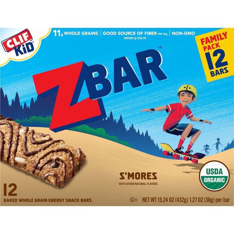 slide 6 of 12, CLIF Kid ZBAR Organic S'Mores Snack Bars - 15.24oz/12ct, 15.24 oz, 12 ct
