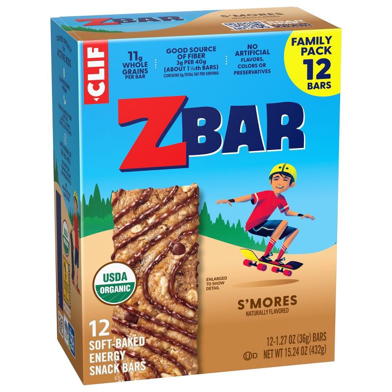 slide 8 of 13, CLIF KID ZBAR S'mores Granola Bar Organic - 15.24oz/12pk, 15.24 oz, 12 ct