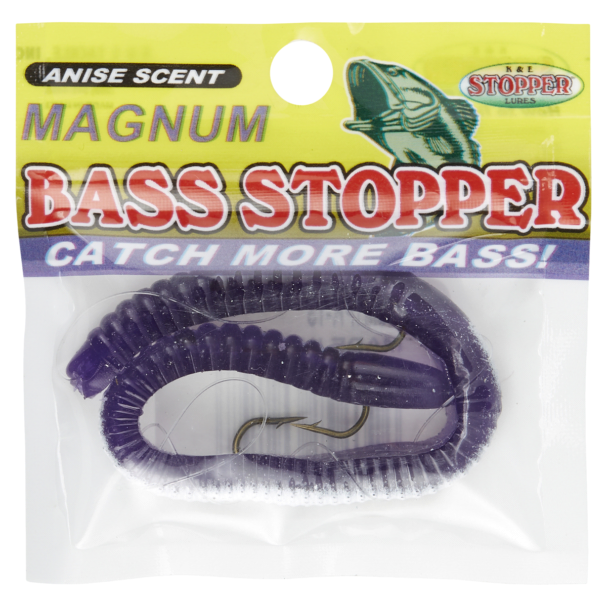 slide 1 of 1, Bass Stopper Magnum Purple White Stripe, 1 ct