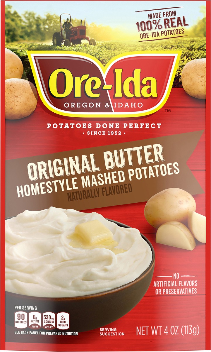 slide 5 of 14, Ore-Ida Original Butter Homestyle Mashed Potatoes Side Dish, 4 oz Pouch, 4 oz