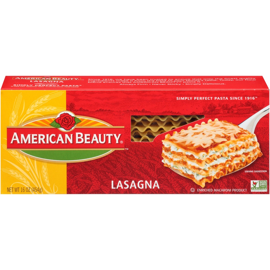 slide 1 of 8, American Beauty Lasagna Noodles, 16 oz