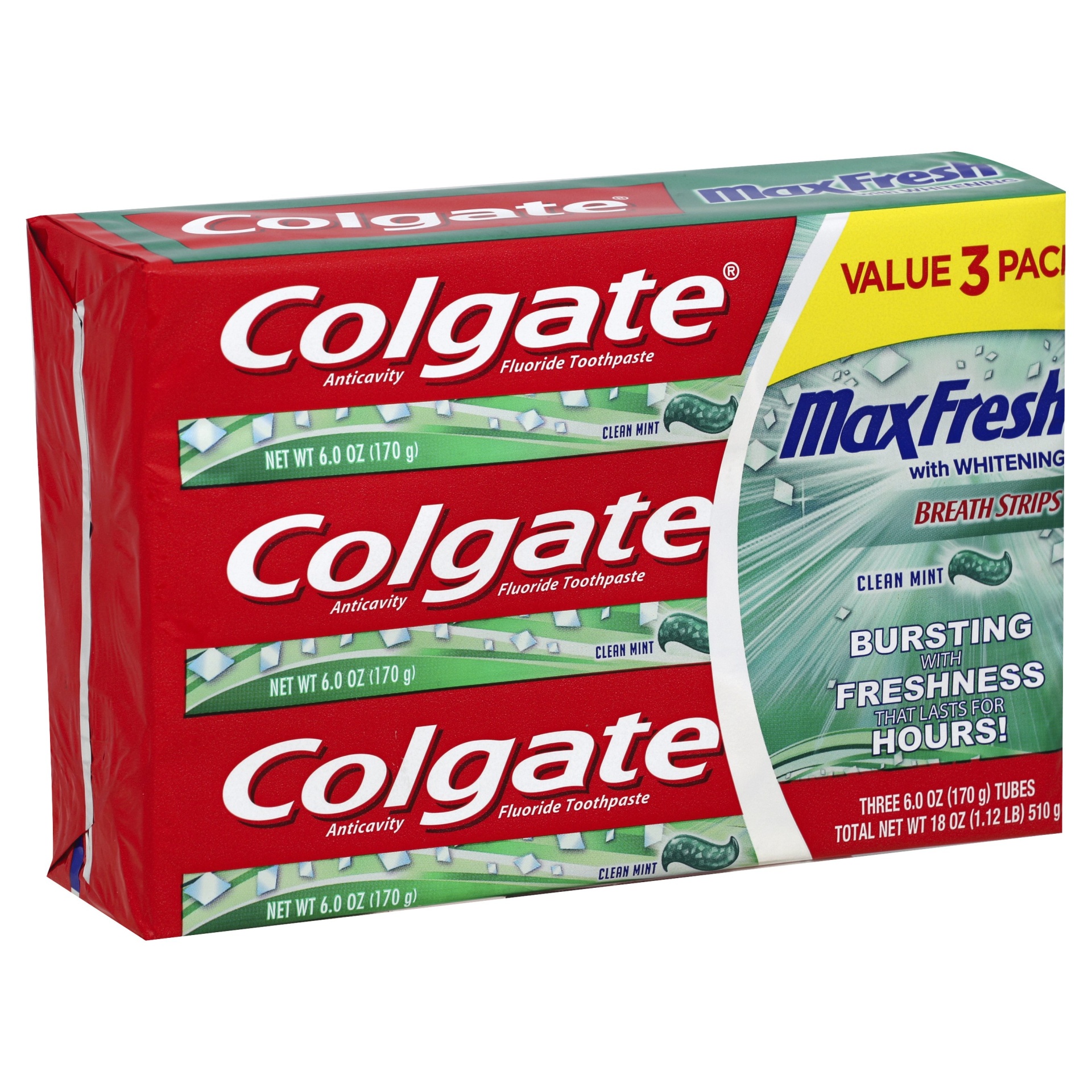 slide 1 of 5, Colgate Max Fresh Clean Mint Toothpaste, 3 ct; 6 oz