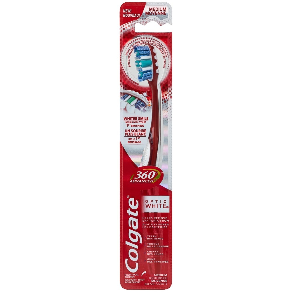 slide 3 of 9, Colgate 360 Optic White Advanced Medium Manual Toothbrush, 1 ct