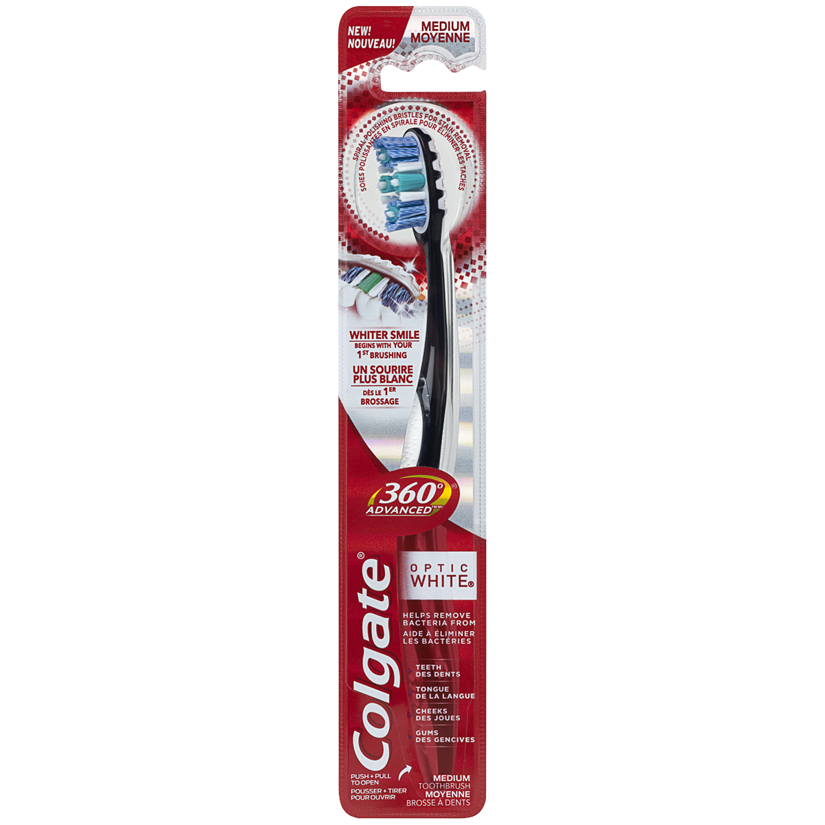 slide 9 of 9, Colgate 360 Optic White Advanced Medium Manual Toothbrush, 1 ct