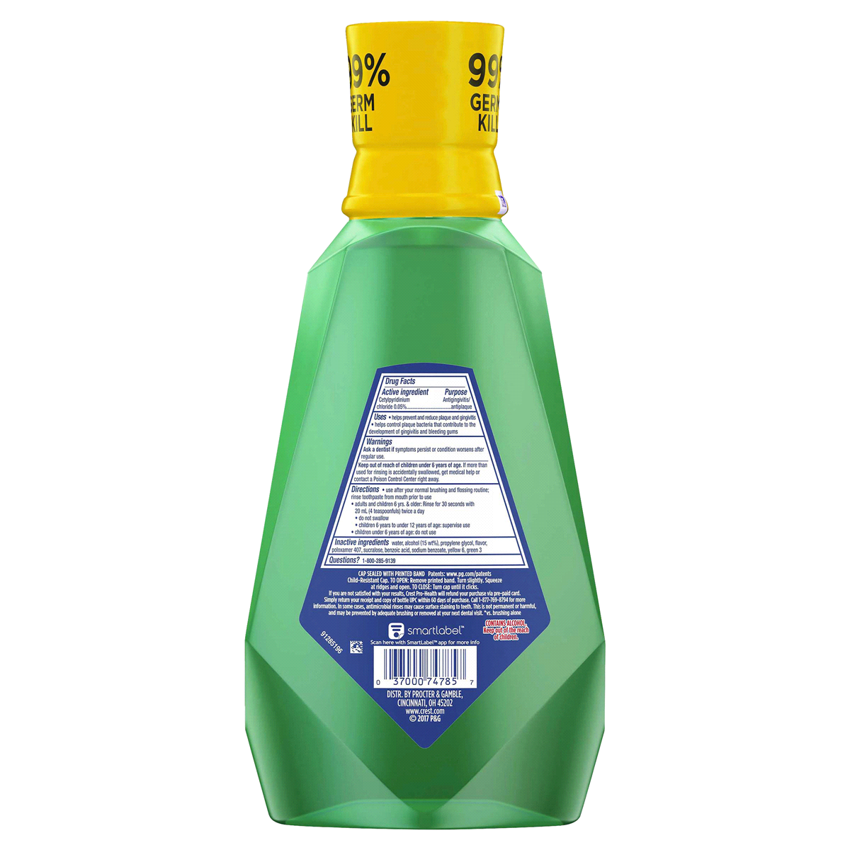 slide 3 of 9, Crest Pro-Health Intense Fresh Mint Mouthwash, 33.8 fl oz