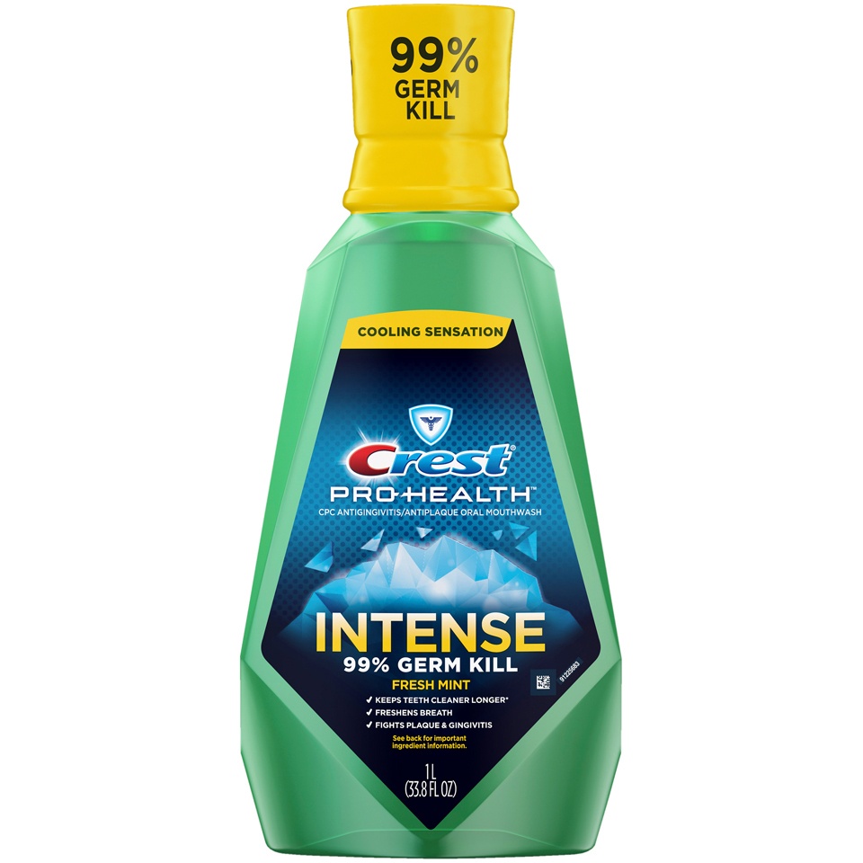 slide 1 of 9, Crest Pro-Health Intense Fresh Mint Mouthwash, 33.8 fl oz