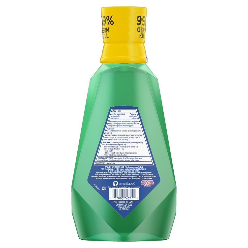 slide 5 of 9, Crest Pro-Health Intense Fresh Mint Mouthwash, 33.8 fl oz