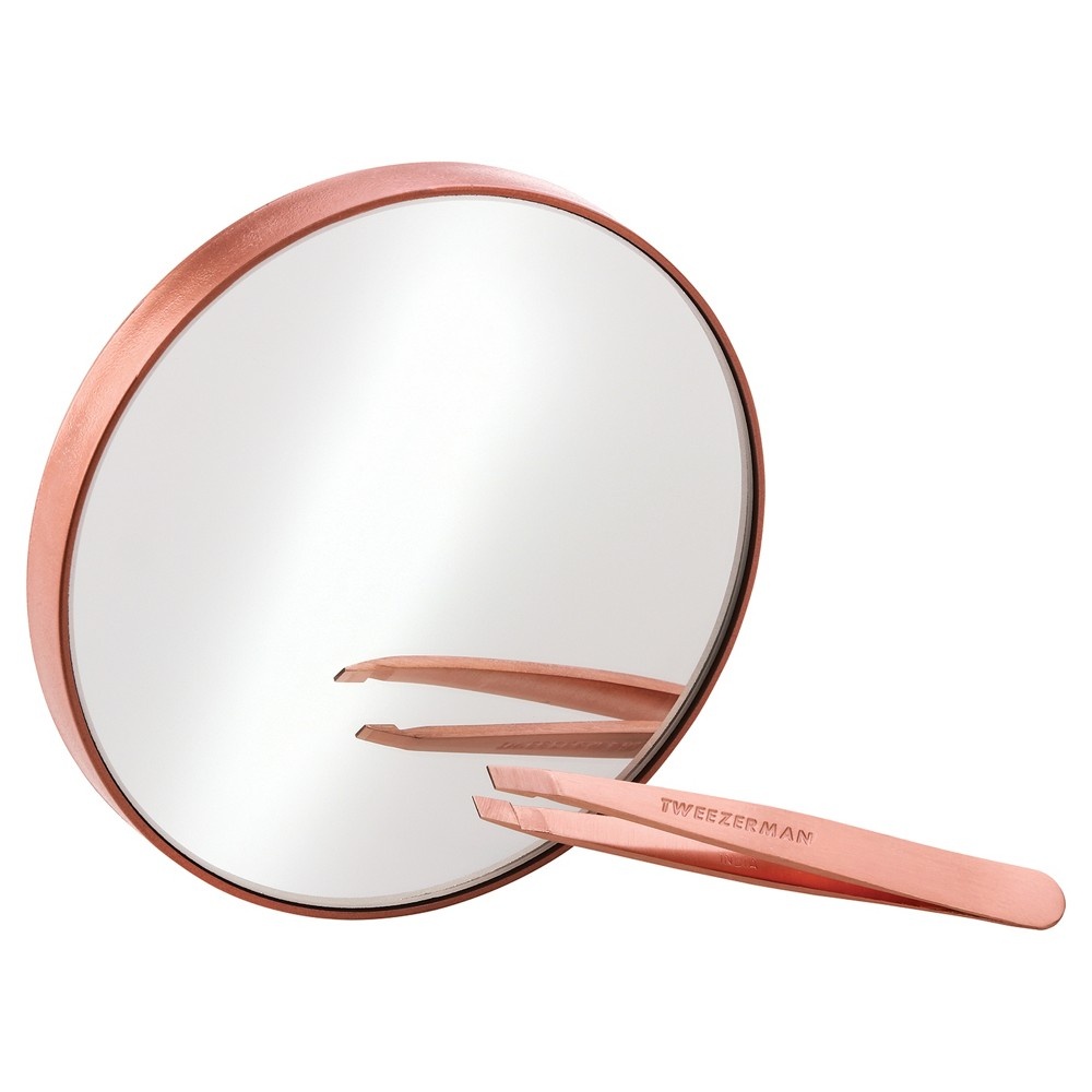 slide 3 of 3, Tweezerman Rose Gold 10x Mirror and Mini Slant Duo, 1 ct