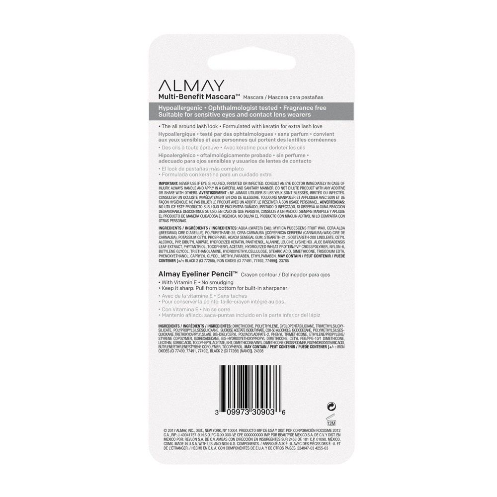 slide 4 of 4, Almay Multi-Benefit Mascara Eyeliner Pack - 503 Black - 0.24 fl oz + 0.01oz, 0.24 fl oz, 0.01 oz