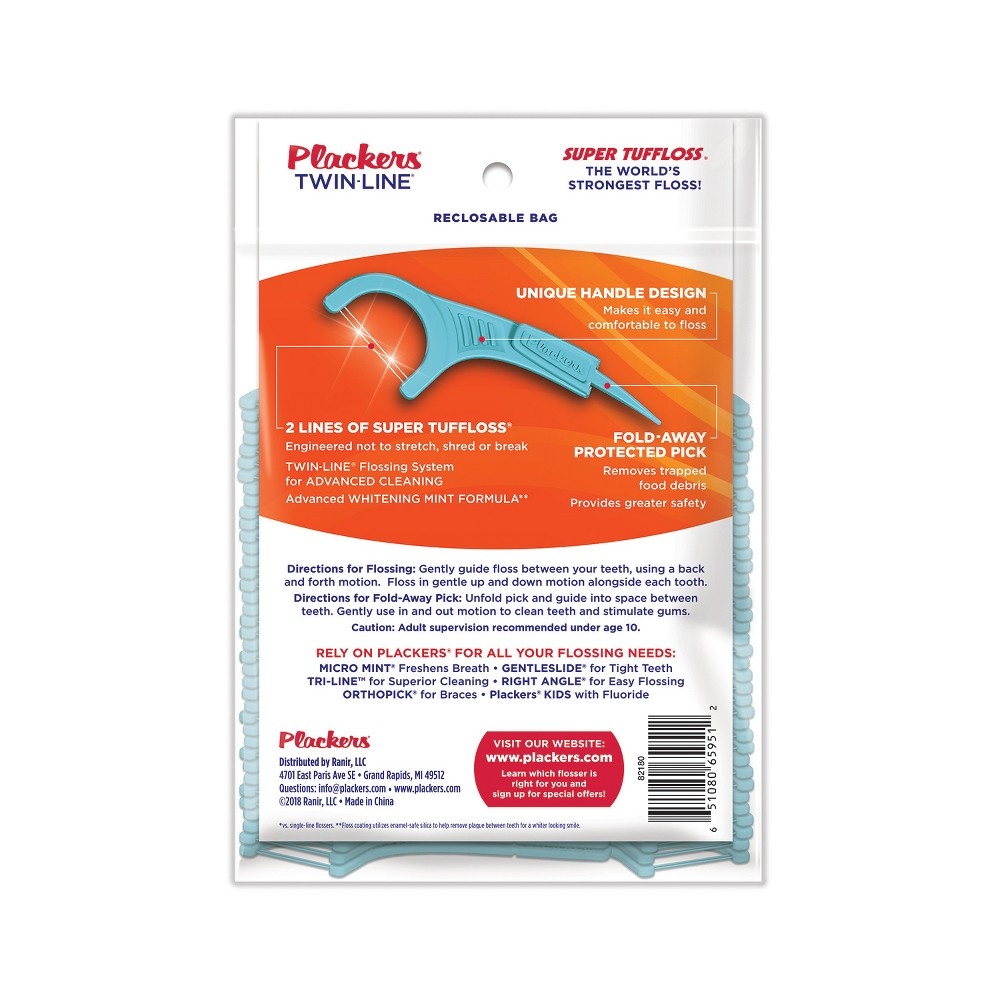 slide 2 of 4, Plackers Twin-Line Cool Mint Dental Flossers, 90 ct