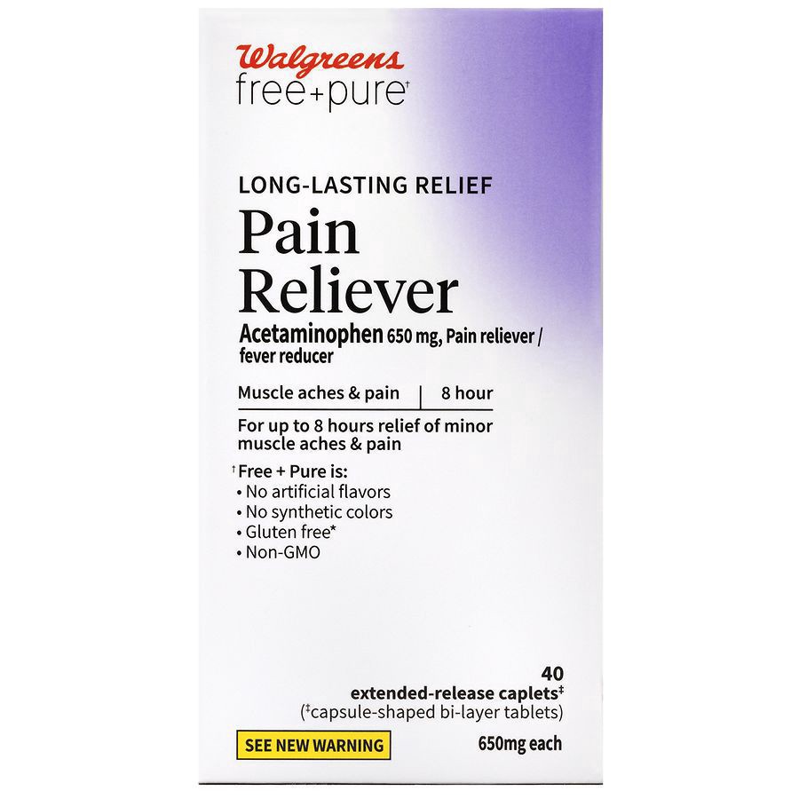 slide 1 of 5, Walgreens Free & Pure Long-Lasting Relief Pain Reliever Extended-Release Caplets, 40 ct