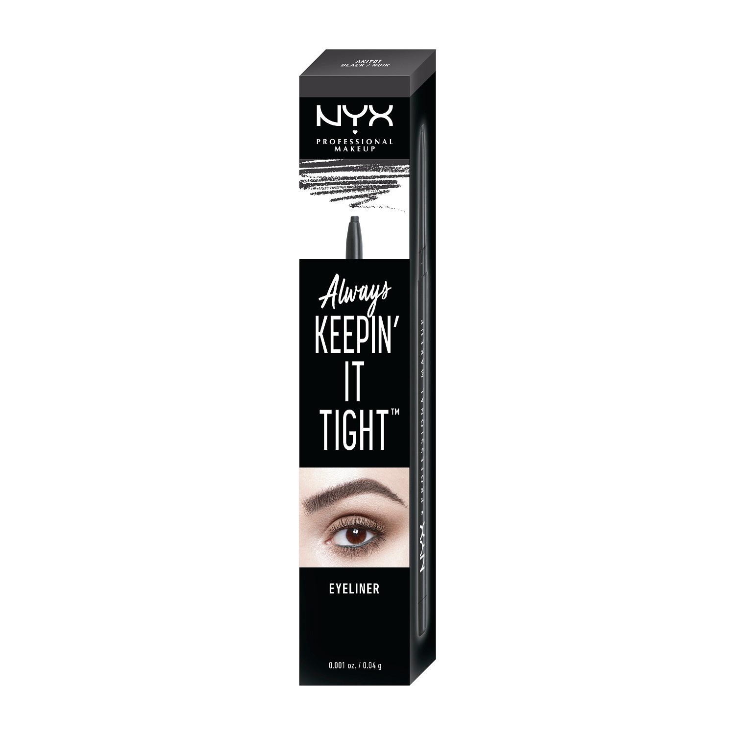 slide 1 of 4, NYX Professional Makeup Always Keepin' It Tight Eyeliner Black, 0.04 oz