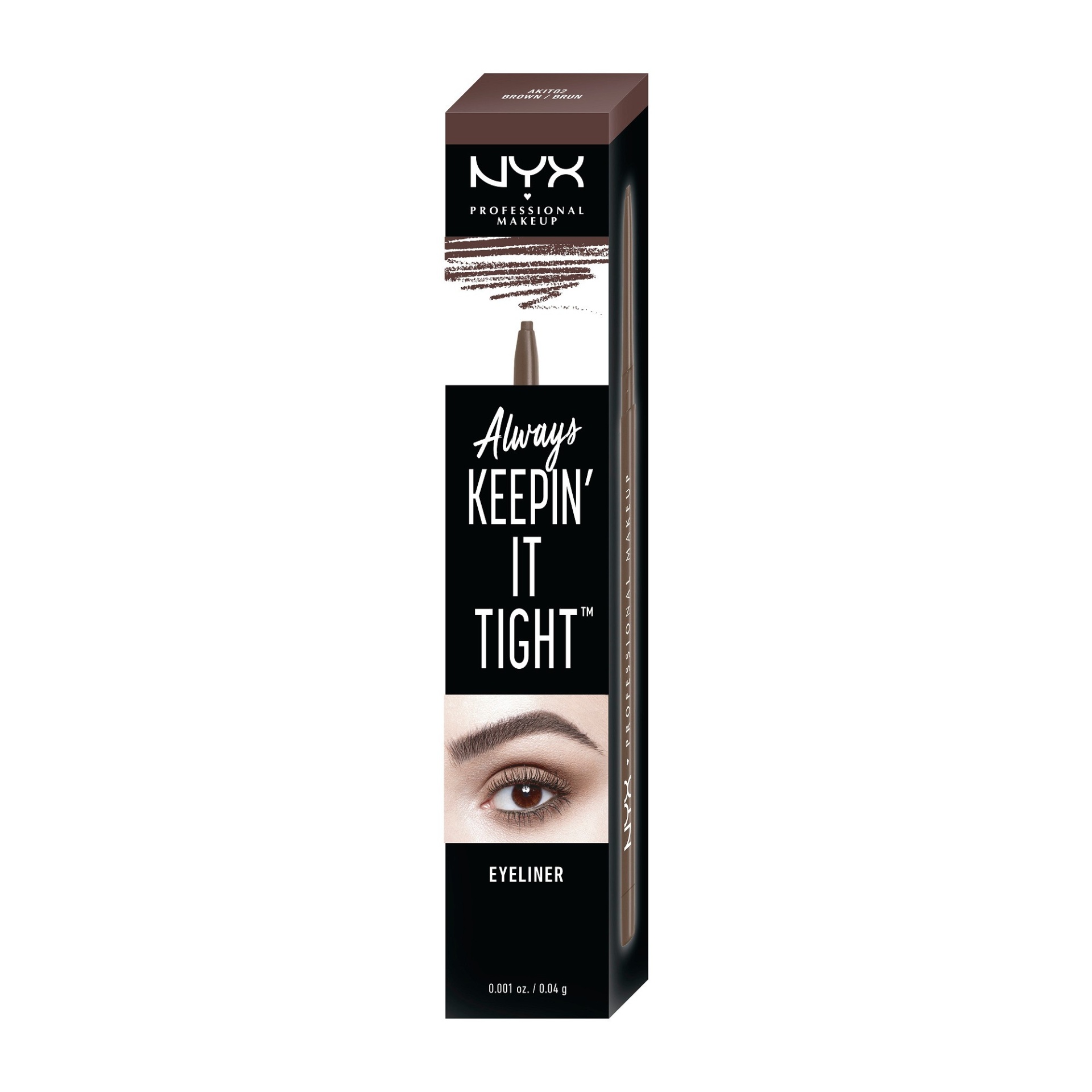 slide 1 of 4, NYX Professional Makeup Always Keepin' It Tight Eyeliner Brown, 0.04 oz