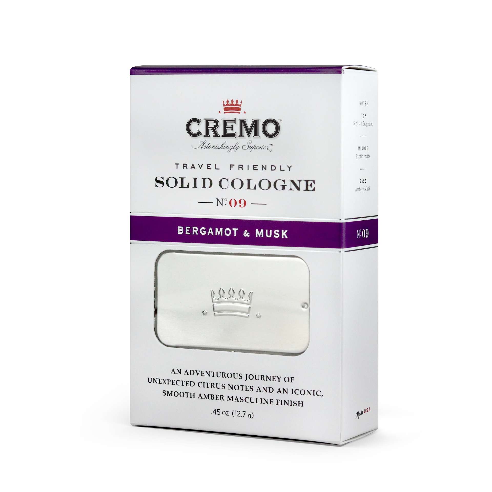 slide 1 of 3, Cremo Solid Cologne Bergamot & Musk, 45 oz