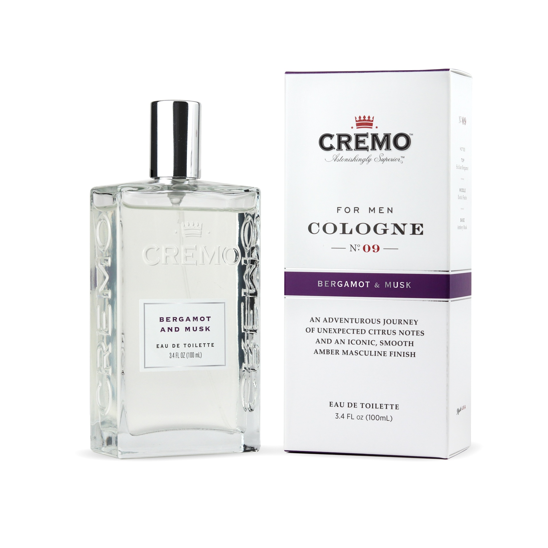 slide 1 of 4, Cremo Spray Cologne Bergamot & Musk, 3.4 fl oz