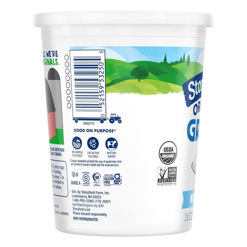 slide 4 of 7, Stonyfield Organic Fat Free Plain Greek Yogurt - 16g Protein 32oz, 16 gram, 32 oz